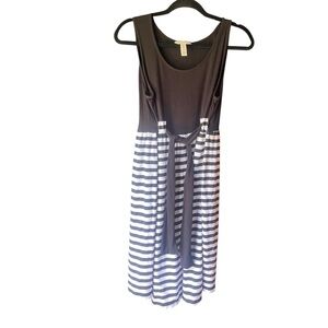 MaCherie Black and White Striped Midi Dress